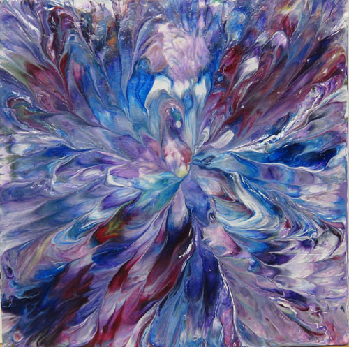 kaleidoscope, acrylic pour 7x7in Julie Drew