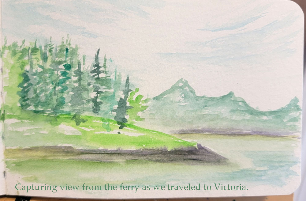 sketching from ferry April17 as scenes go by